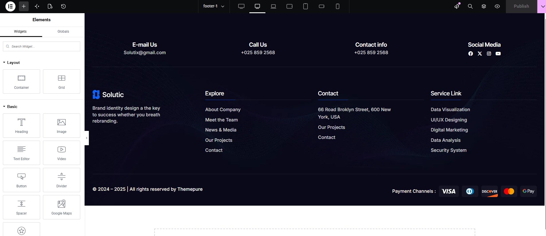 Footer in Elementor